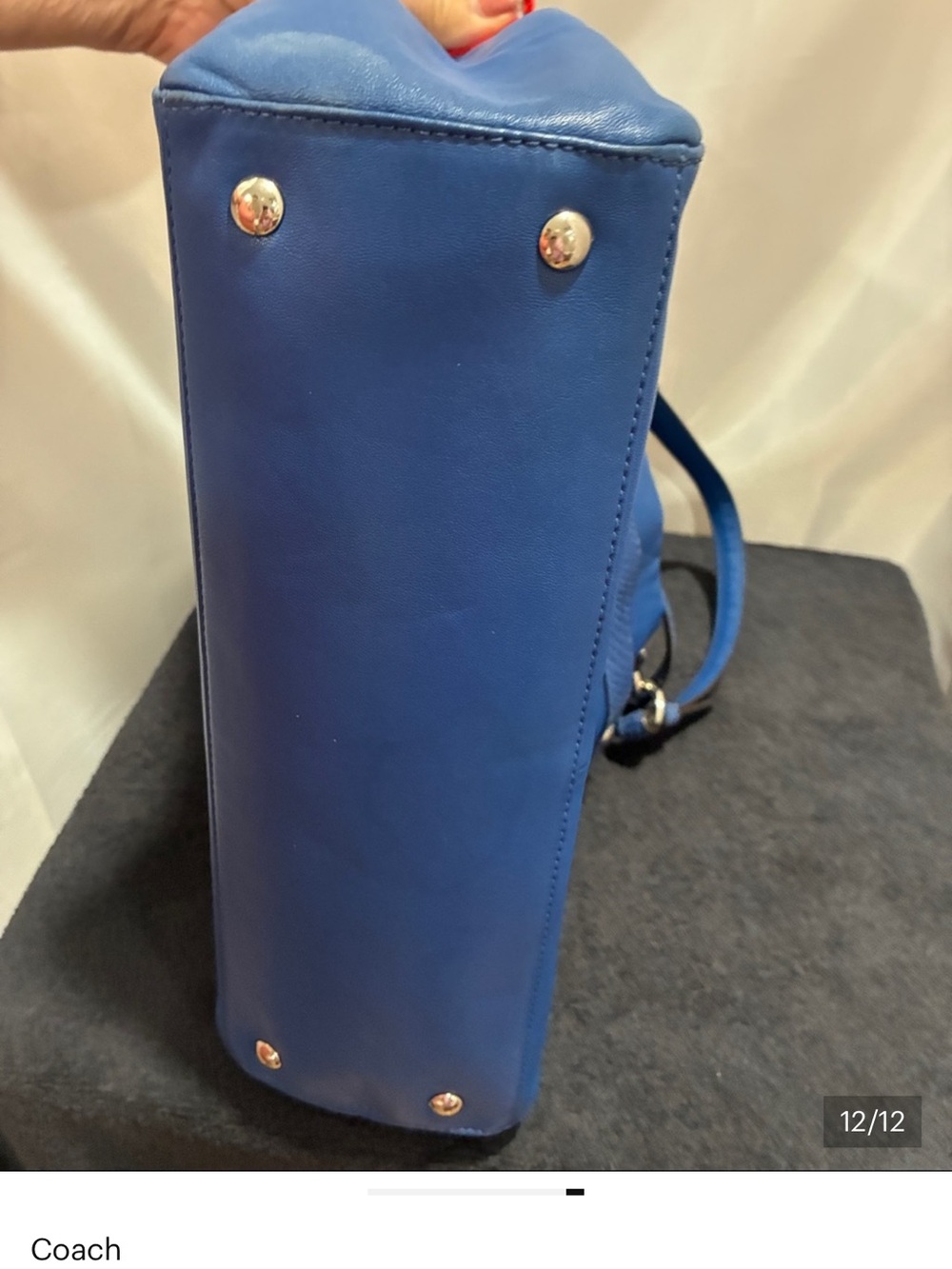 Coach Blue Leather Shoulder Bag with Pink Turn-Lock - Picture 11 of 11